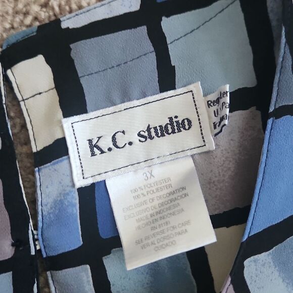K.C Studio Size 3x Colorblock Shirt Vintage - Picture 2 of 3